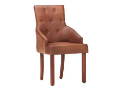 Juego de 4 sillas de comedor de piel de cabra auténtica color marrón