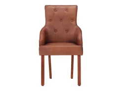 Juego de 4 sillas de comedor de piel de cabra auténtica color marrón