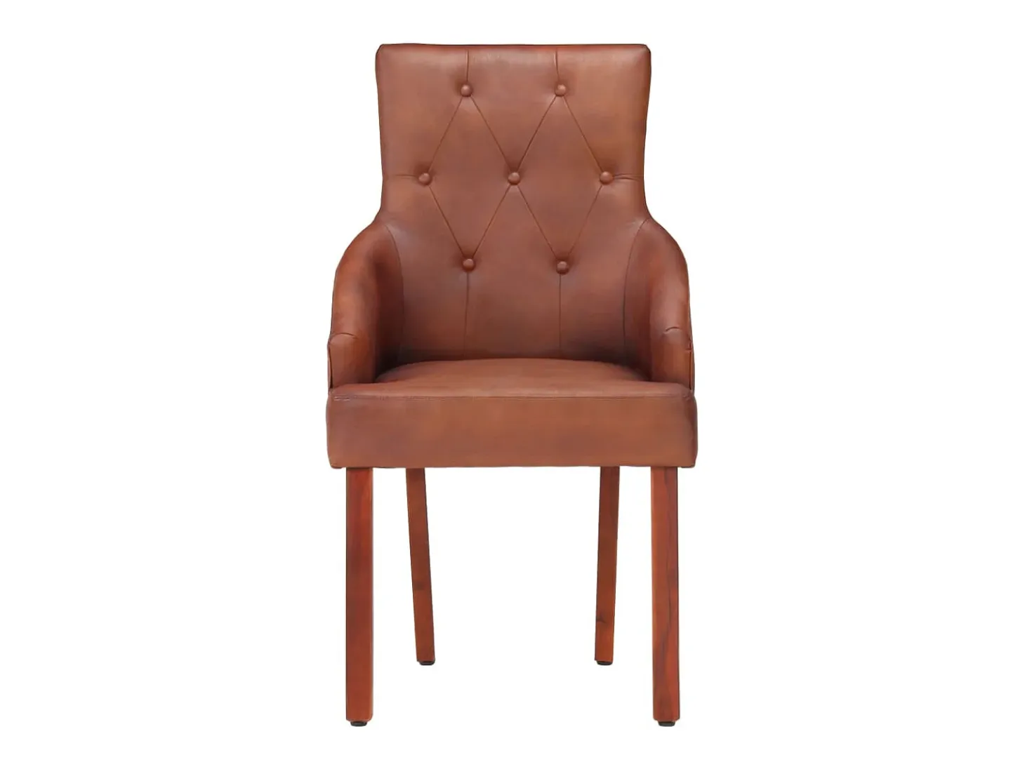 Juego de 4 sillas de comedor de piel de cabra auténtica color marrón
