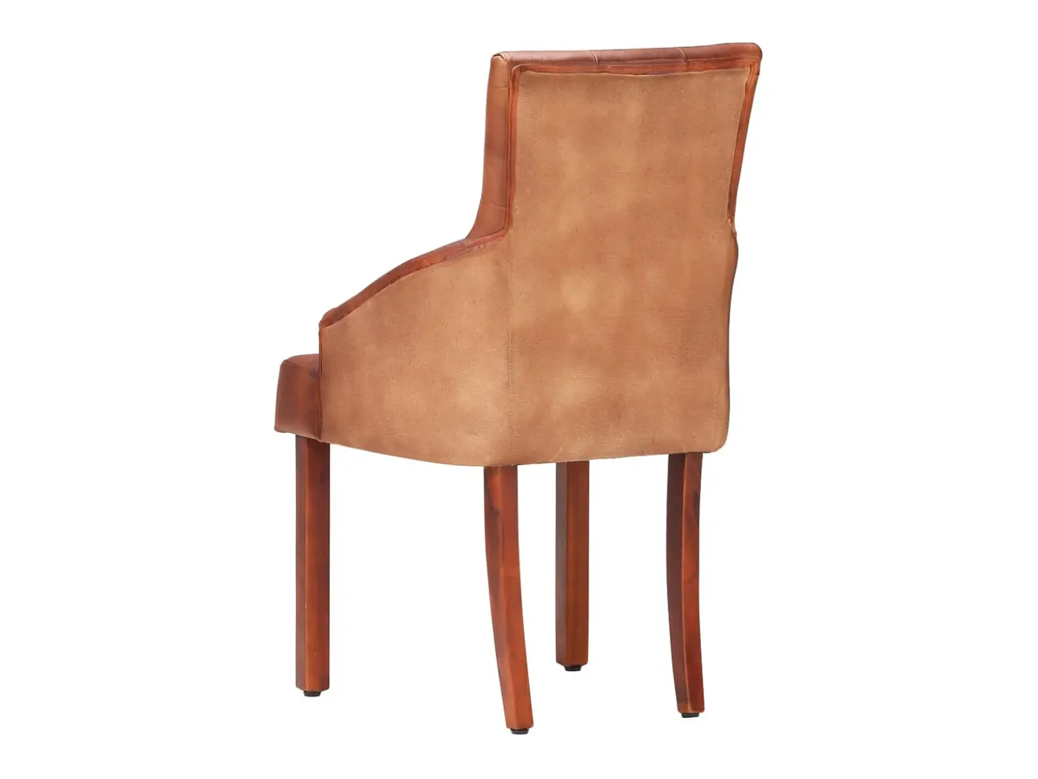 Juego de 4 sillas de comedor de piel de cabra auténtica color marrón