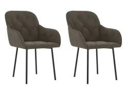 Juego de 2 sillas de comedor de terciopelo gris oscuro