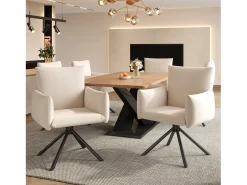 Juego de 2 sillas de comedor - 60 x 60 x 88 cm - sillas tapizadas - giratorias 360° - lino - beige