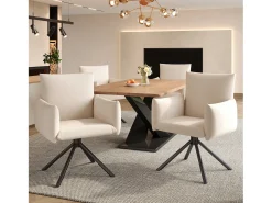 Juego de 2 sillas de comedor - 60 x 60 x 88 cm - sillas tapizadas - giratorias 360° - lino - beige