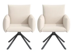 Juego de 2 sillas de comedor - 60 x 60 x 88 cm - sillas tapizadas - giratorias 360° - lino - beige