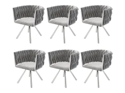 Juego de 6 sillas de comedor de terciopelo, silla giratoria de lujo para sala de estar y dormitorio con patas de metal (62 x 60 x 57 cm)