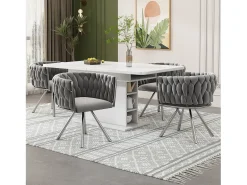 Juego de 6 sillas de comedor de terciopelo, silla giratoria de lujo para sala de estar y dormitorio con patas de metal (62 x 60 x 57 cm)