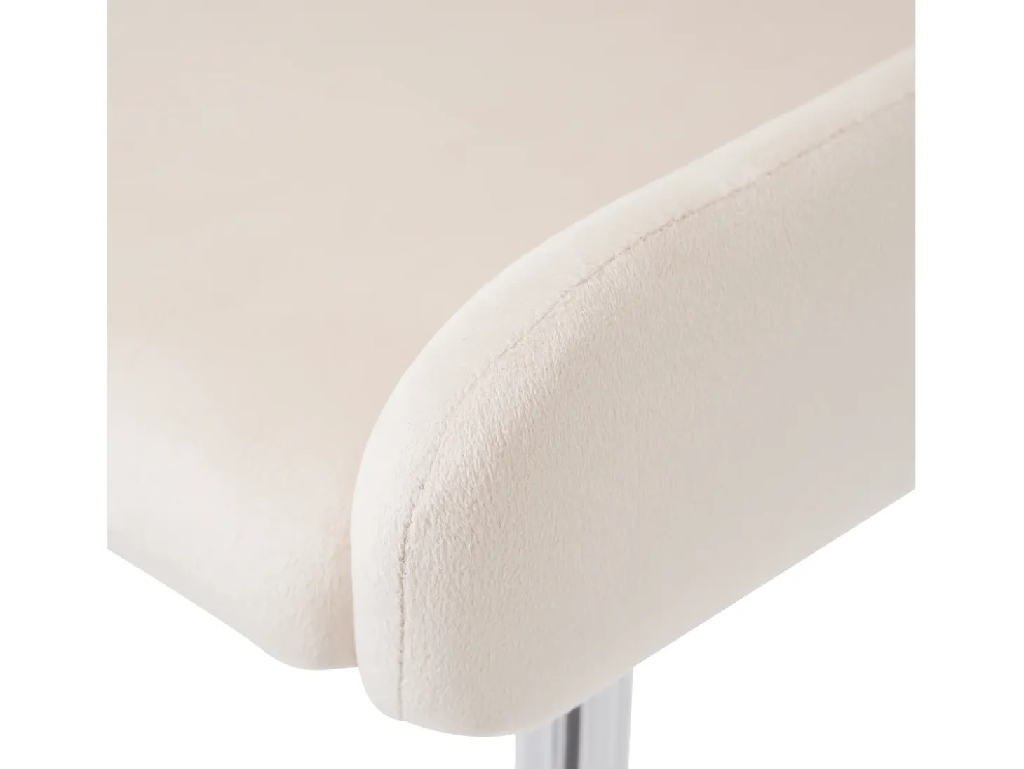 Juego de 4 sillas de comedor - terciopelo beige - con patas y respaldo plateados - para comedor y dormitorio
