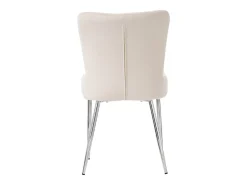 Juego de 4 sillas de comedor - terciopelo beige - con patas y respaldo plateados - para comedor y dormitorio