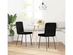 Juego de 2 sillas de comedor de terciopelo negro