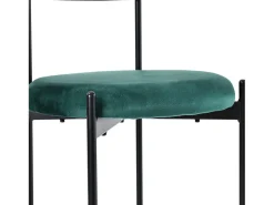 Juego de 6 sillas de comedor de terciopelo y ratán con patas de metal - Verde