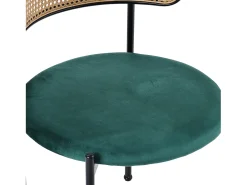 Juego de 6 sillas de comedor de terciopelo y ratán con patas de metal - Verde