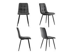 Juego de 4 sillas de comedor - Sillas con respaldo acolchado y patas de metal - terciopelo gris oscuro