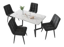 Juego de 4 sillas de comedor - Sillas con respaldo acolchado y patas de metal - terciopelo gris oscuro