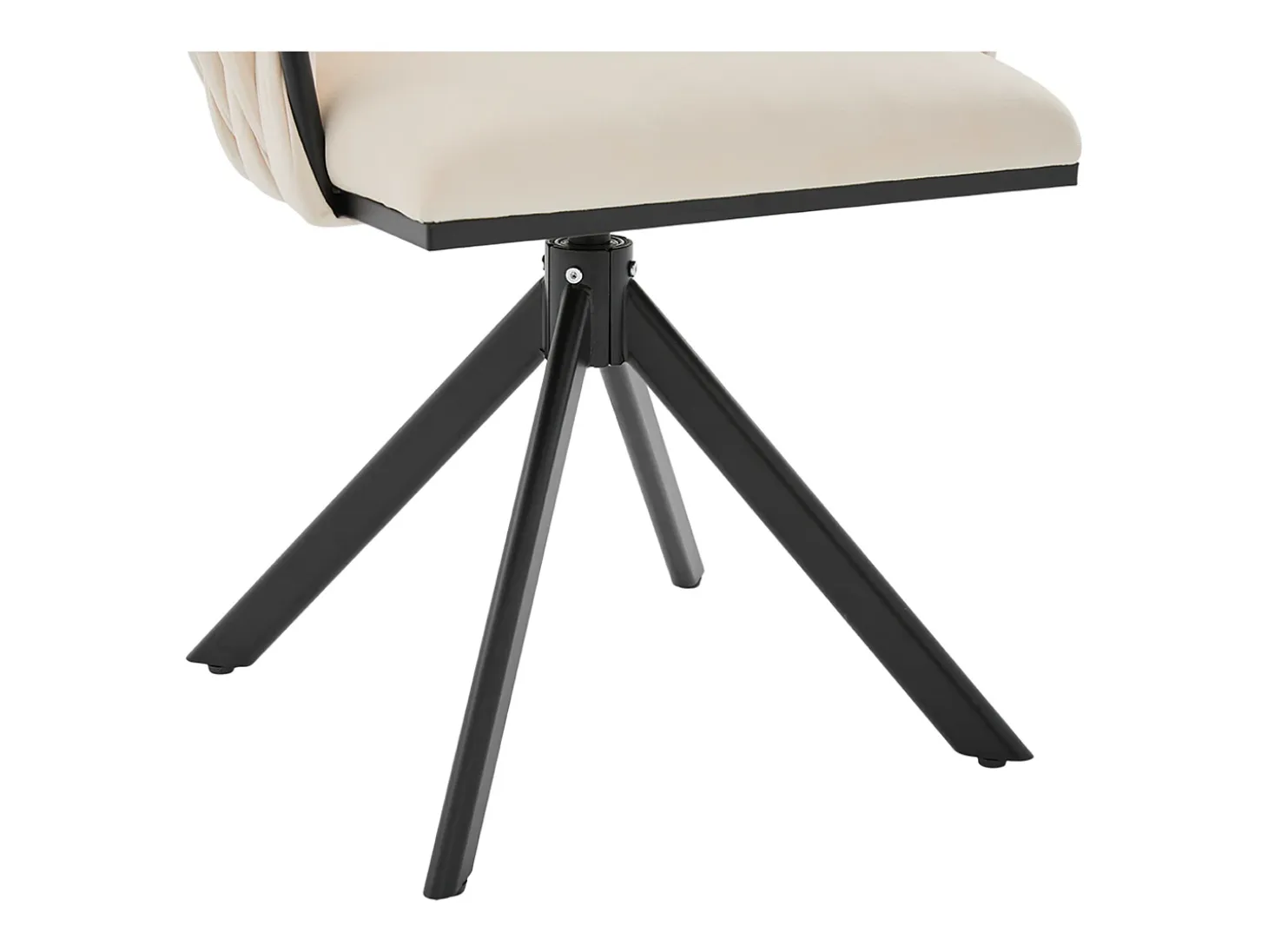 Juego de 2 sillas de comedor de terciopelo marfil con función giratoria y patas de metal negro