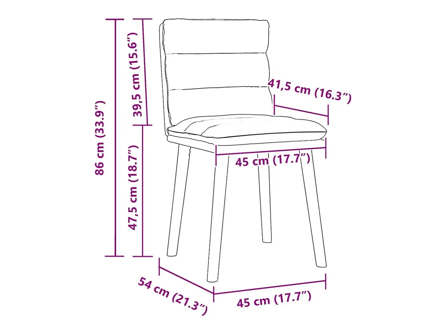 Juego de 2 sillas de comedor de tela negra