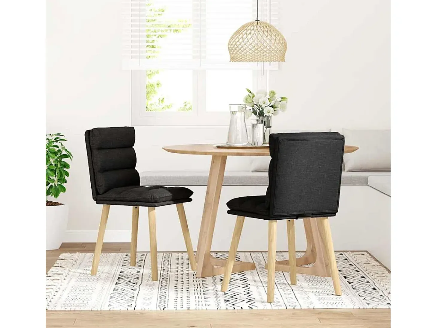 Juego de 2 sillas de comedor de tela negra