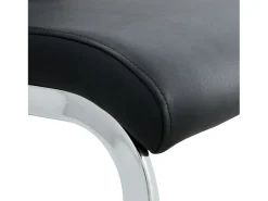 Juego de 4 sillas de comedor negras - respaldo a rayas y 4 reposapiés - PU y lino