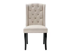 Juego de 4 sillas de comedor tapizadas en terciopelo - 49 x 61 x 100 cm - patas de roble - para dormitorio y sala de estar - beige
