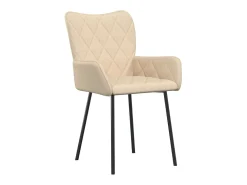Juego de 2 sillas de comedor de tela color crema