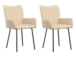 Juego de 2 sillas de comedor de tela color crema
