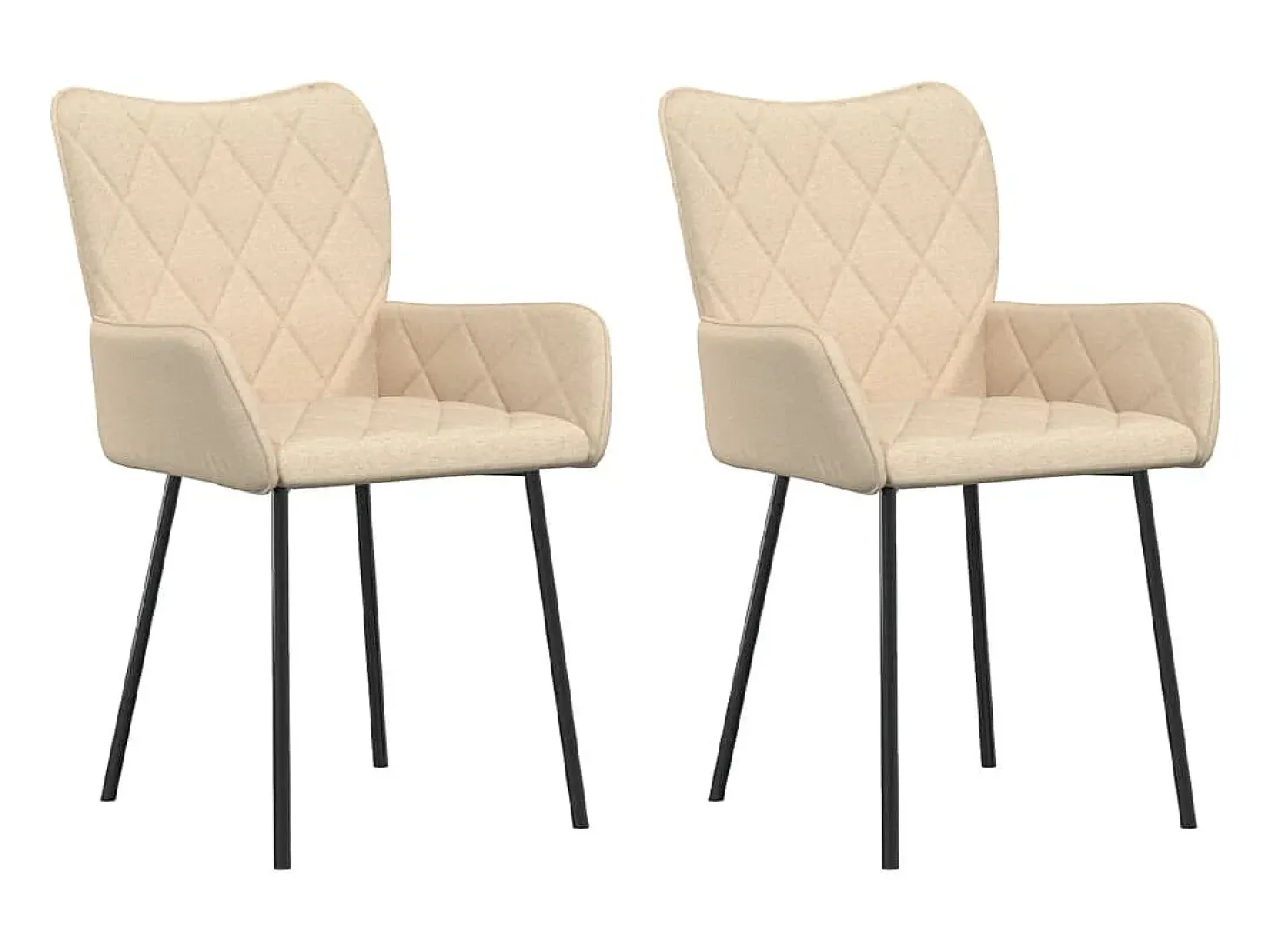 Juego de 2 sillas de comedor de tela color crema