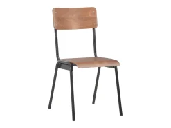 Juego de 4 Sillas de comedor contrachapada maciza y acero marrón ES415523