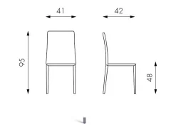 Juego de 4 sillas de comedor apilables vintage "Fiordaliso" de piel sintética negra, 41x42 cm, 95 cm de alto.