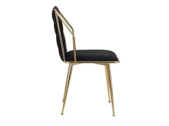 Juego de 2 sillas de comedor de terciopelo, con cómodos cojines y respaldo tejido a mano, patas resistentes de metal dorado, color negro