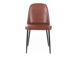 Juego de 4 sillas de comedor modernas "Damascus" en color burdeos, tapizadas en piel sintética suave al tacto.