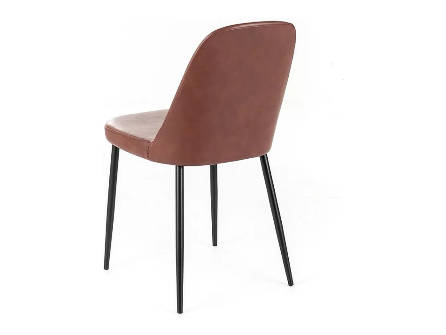 Juego de 4 sillas de comedor modernas "Damascus" en color burdeos, tapizadas en piel sintética suave al tacto.