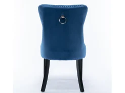 Juego de 2 sillas de comedor en terciopelo azul con tachuelas decorativas y respaldo acolchado