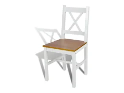 Juego de 4 sillas de comedor de madera de pino blanco