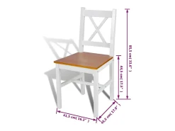 Juego de 4 sillas de comedor de madera de pino blanco