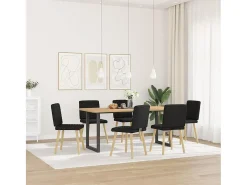 Juego de 6 sillas de comedor de tela negra