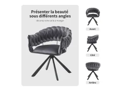 Juego de 4 sillas de comedor - 64 x 54 x 77 cm - Silla de tocador - Patas de garra ajustables - Terciopelo - Gris