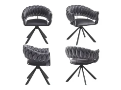 Juego de 4 sillas de comedor - 64 x 54 x 77 cm - Silla de tocador - Patas de garra ajustables - Terciopelo - Gris