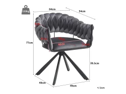 Juego de 4 sillas de comedor - 64 x 54 x 77 cm - Silla de tocador - Patas de garra ajustables - Terciopelo - Gris