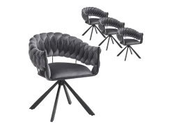 Juego de 4 sillas de comedor - 64 x 54 x 77 cm - Silla de tocador - Patas de garra ajustables - Terciopelo - Gris