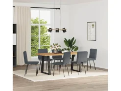 Juego de 6 sillas de comedor de terciopelo gris oscuro