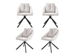 Juego de 4 sillas de comedor - con respaldo acolchado y función giratoria - terciopelo beige
