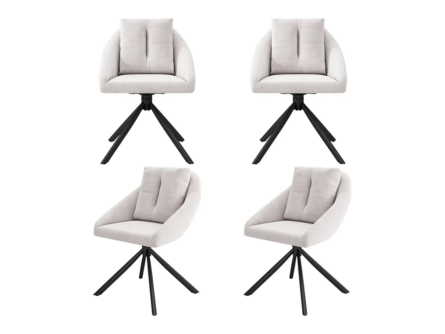 Juego de 4 sillas de comedor - con respaldo acolchado y función giratoria - terciopelo beige