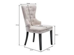 Juego de 4 sillas de comedor tapizadas en lino - 53 x 54 x 97 cm - patas de roble - sillón - beige