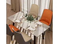 Juego de 2 sillas de comedor modernas sillón escandinavo silla de cocina cómoda en cuero 45.5x45x82cm - Naranja