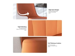 Juego de 2 sillas de comedor modernas sillón escandinavo silla de cocina cómoda en cuero 45.5x45x82cm - Naranja