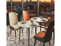 Juego de 2 sillas de comedor modernas sillón escandinavo silla de cocina cómoda en cuero 45.5x45x82cm - Naranja