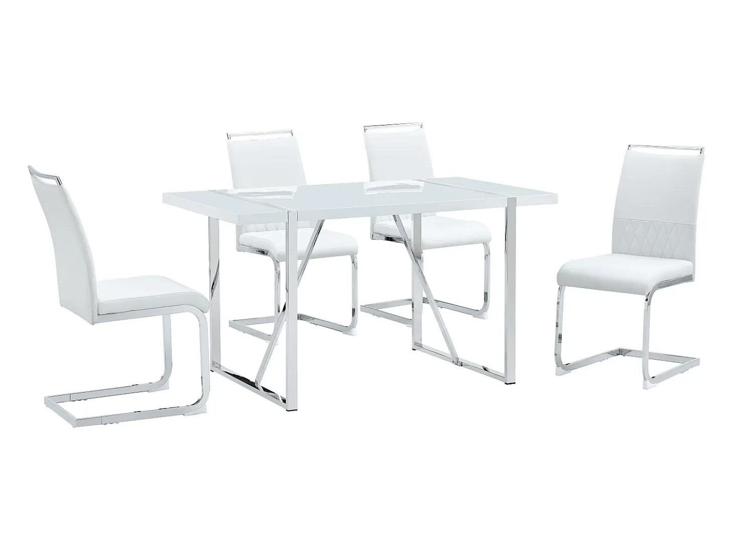 Juego de 4 sillas de comedor modernas, respaldo de poliuretano y lino, asiento de terciopelo, estructura de metal, color blanco (42 x 48 x 95 cm)