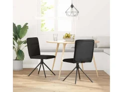 Juego de 2 sillas de comedor de tela negra