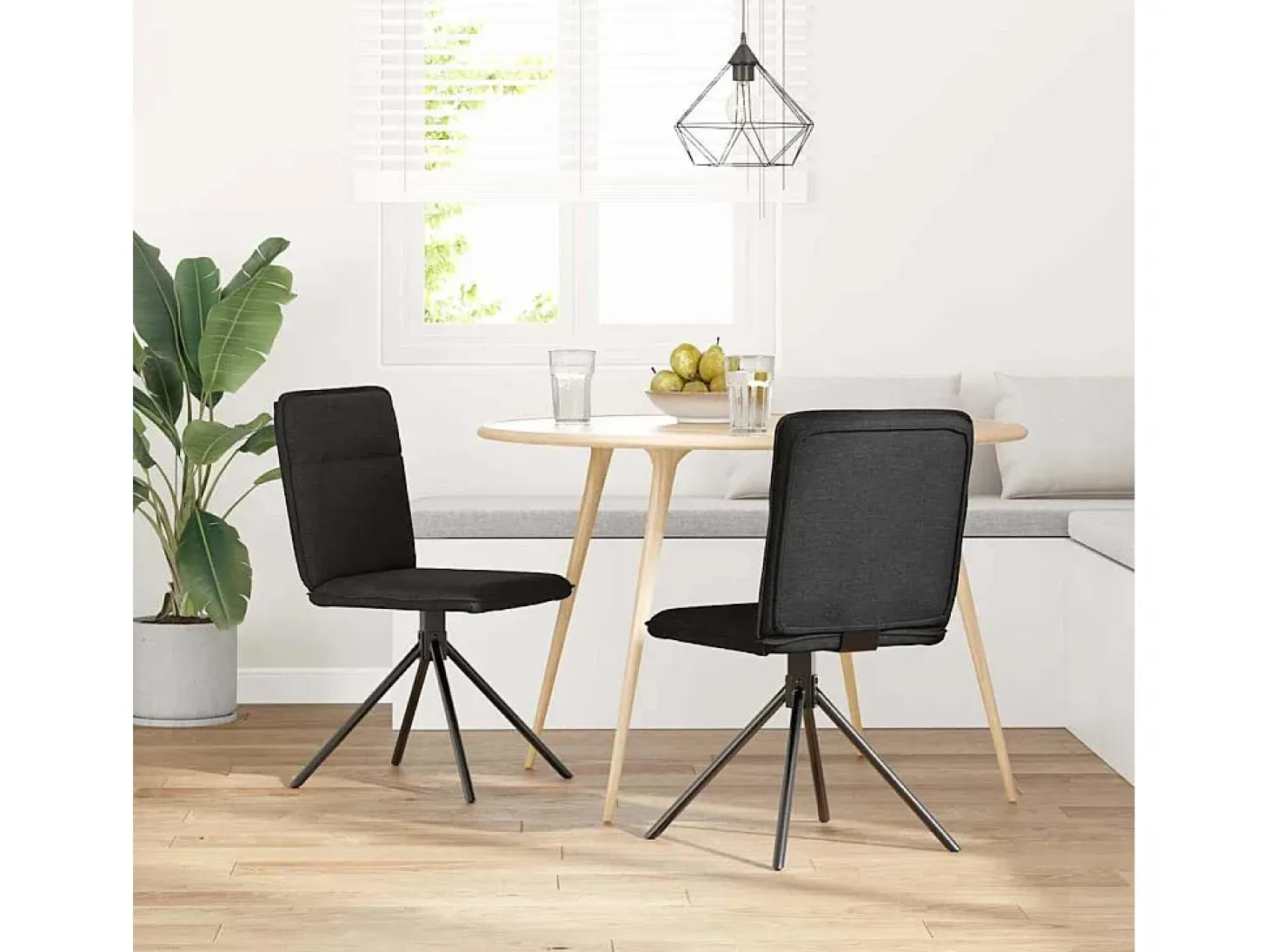 Juego de 2 sillas de comedor de tela negra