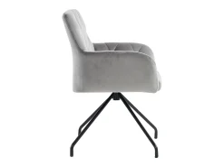 Juego de 2 sillas de comedor de terciopelo gris claro con respaldo de rombos y patas de metal negro