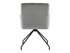 Juego de 2 sillas de comedor de terciopelo gris claro con respaldo de rombos y patas de metal negro